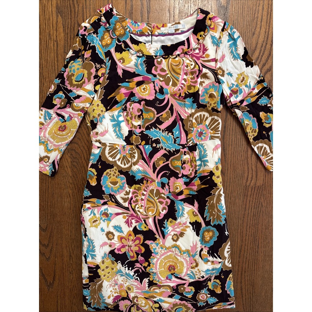 Boden Floral Paisley Midi Dress in Black, Pink, Turquoise & Gold - Picture 8 of 10